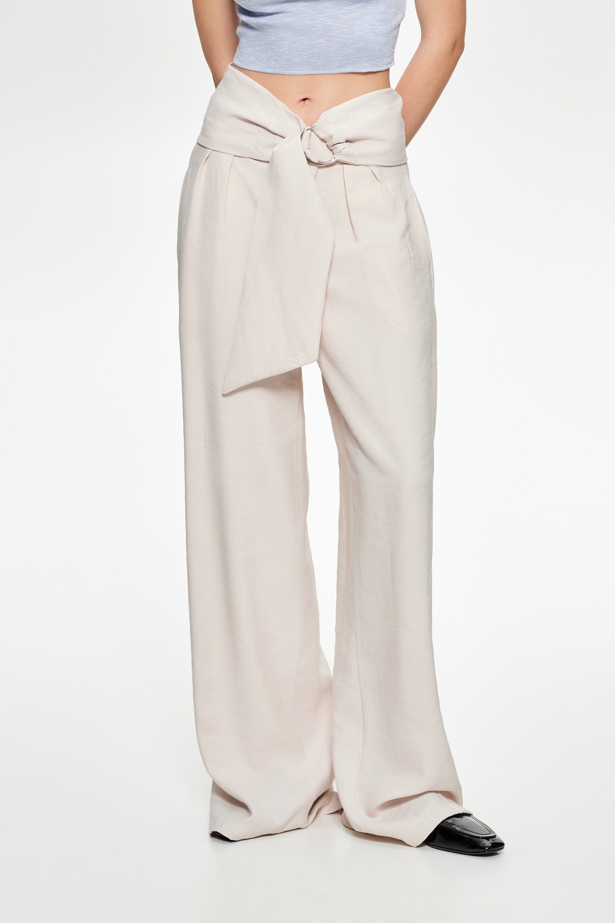 HIGH-WAIST TROUSERS - Light mink