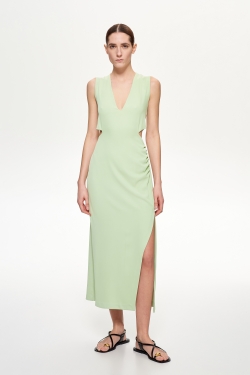 Giulia Square Neck Dress in Green Sequins