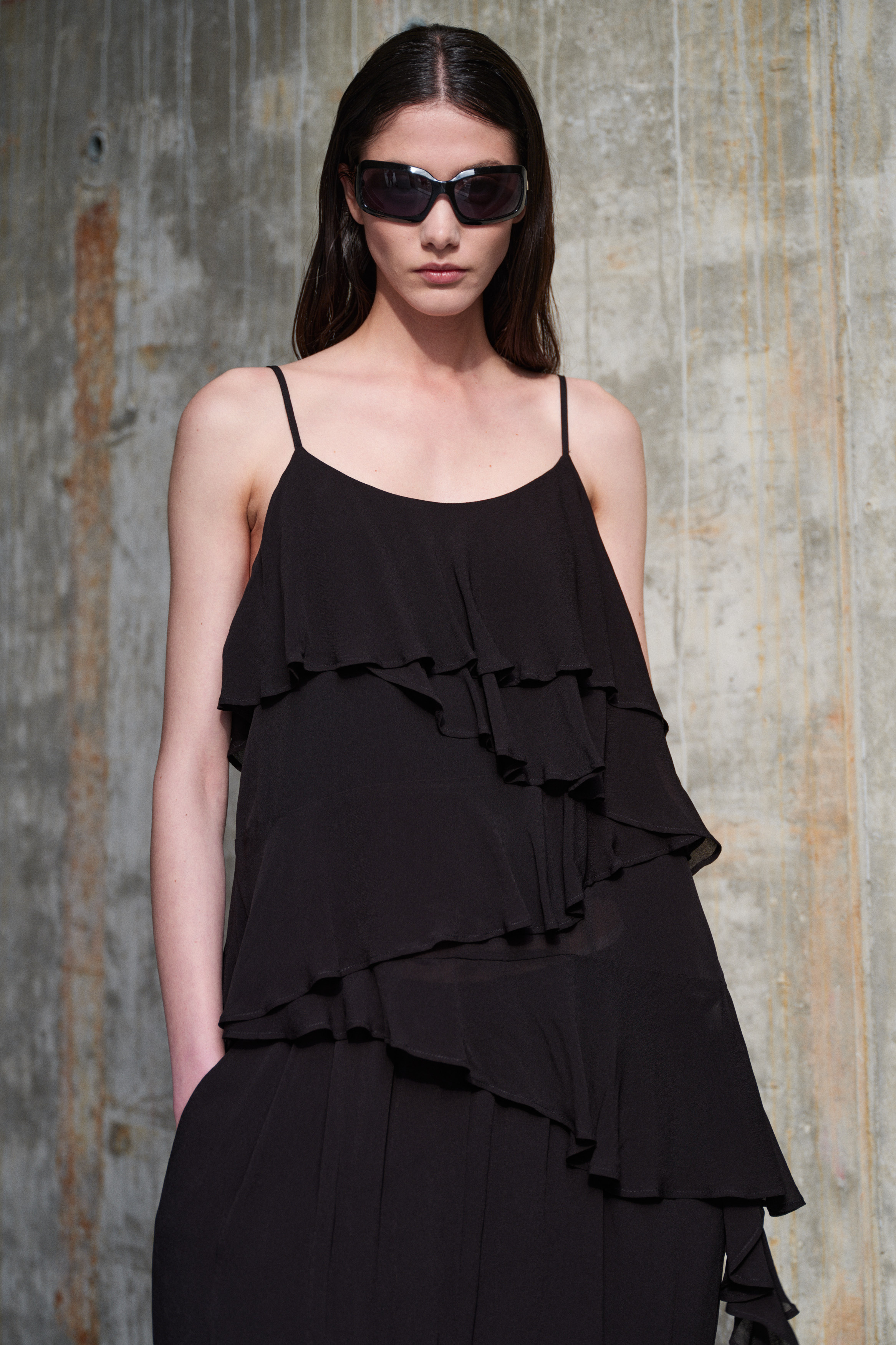 sleeveless top with ruffles