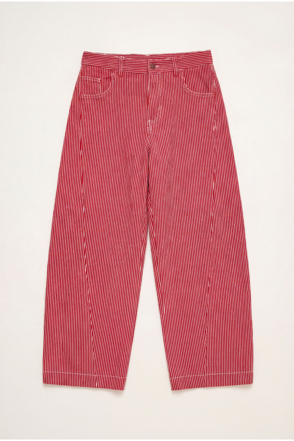 STRIPED DENIM TROUSERS