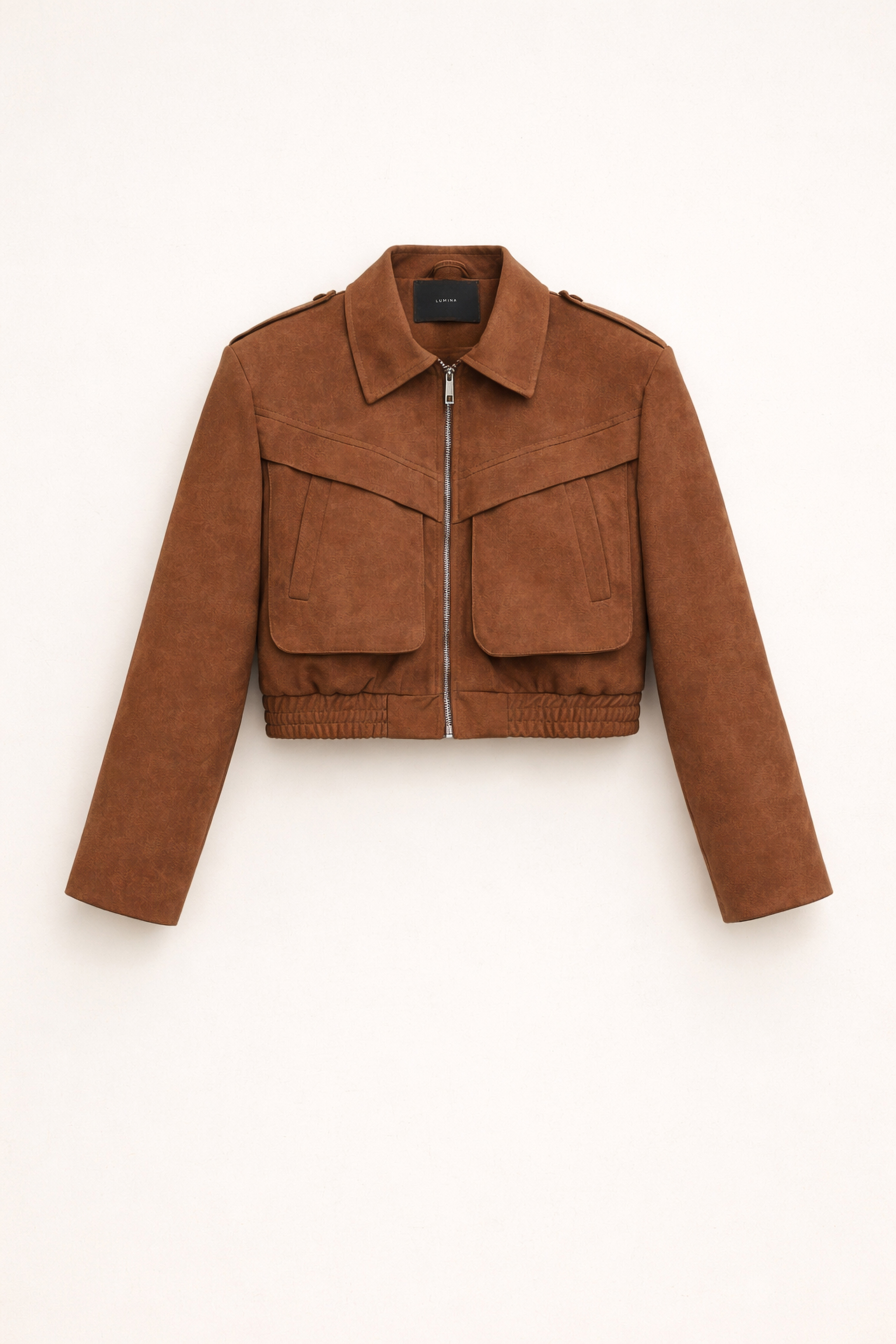 CROPPED SYNTHETIC SUEDE JACKET