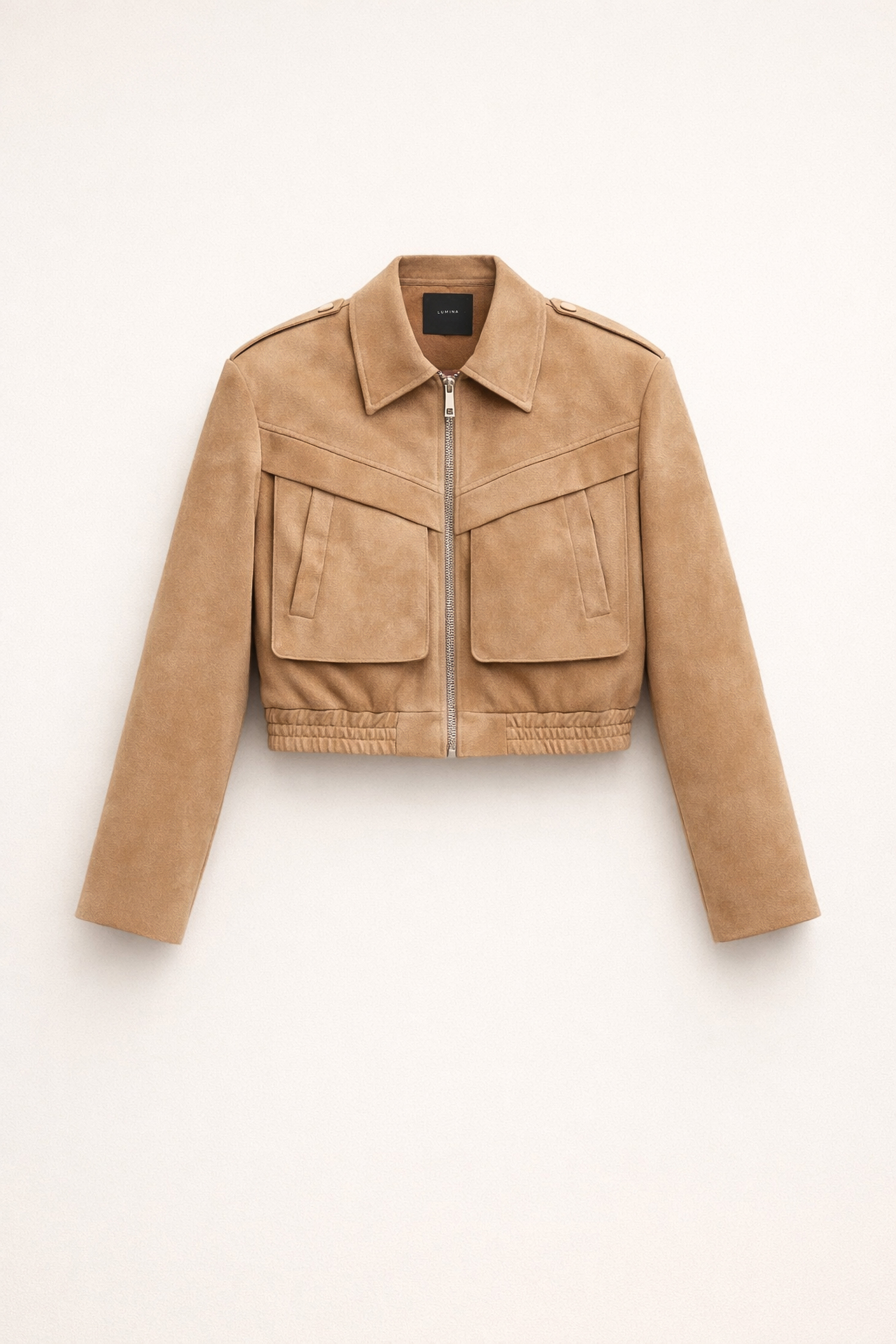 CROPPED SYNTHETIC SUEDE JACKET