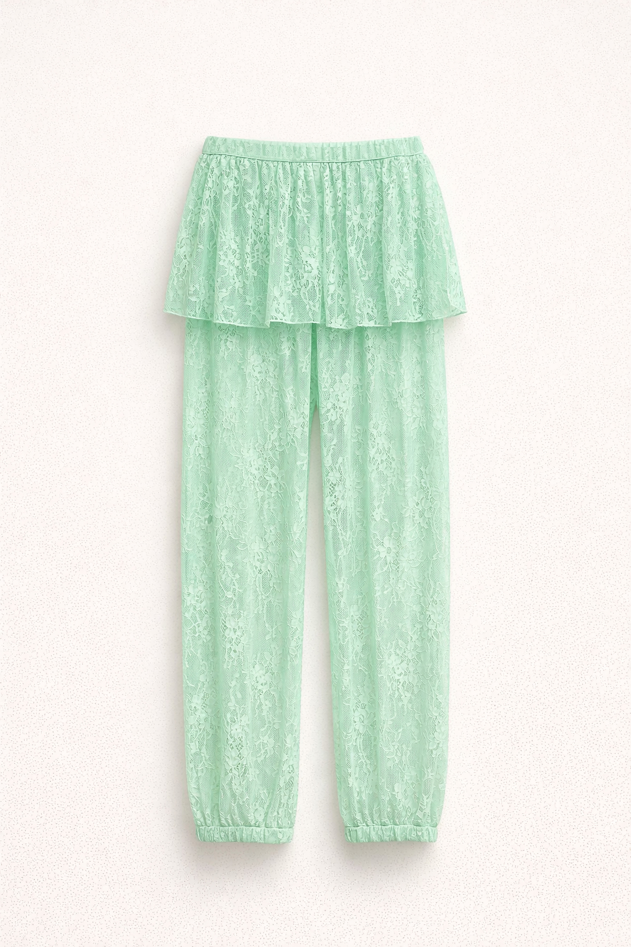 PANTALONI IN PIZZO CON VOLANT