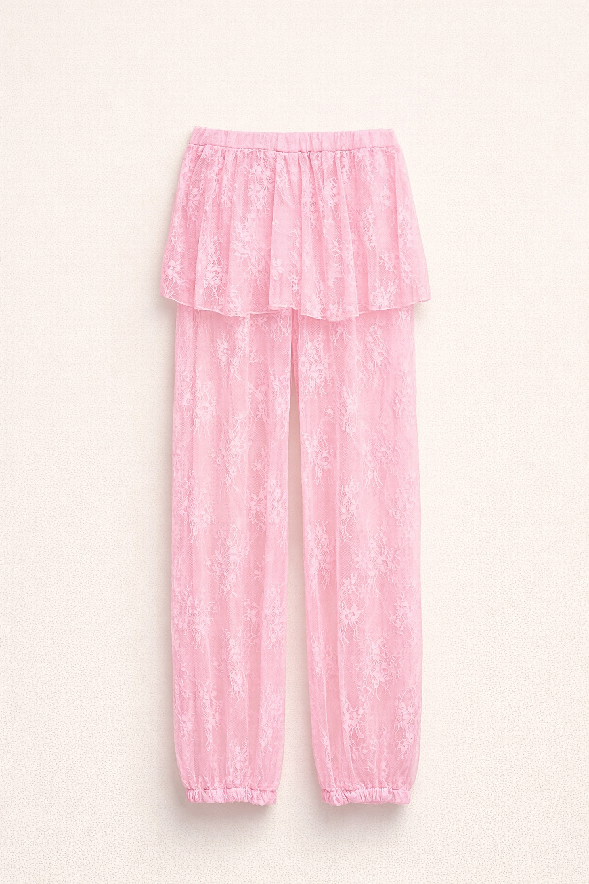 PANTALONI IN PIZZO CON VOLANT