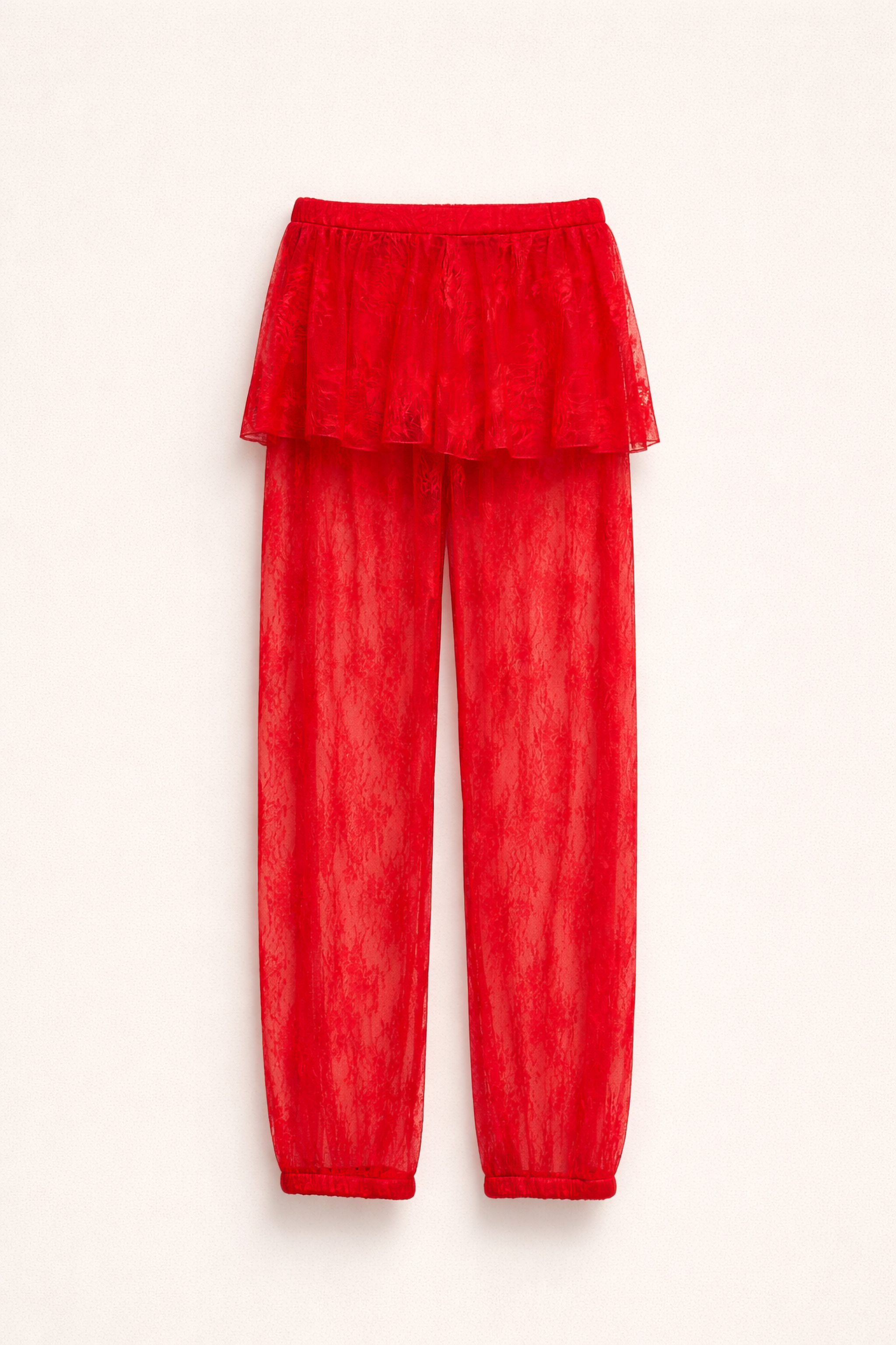 PANTALONI IN PIZZO CON VOLANT