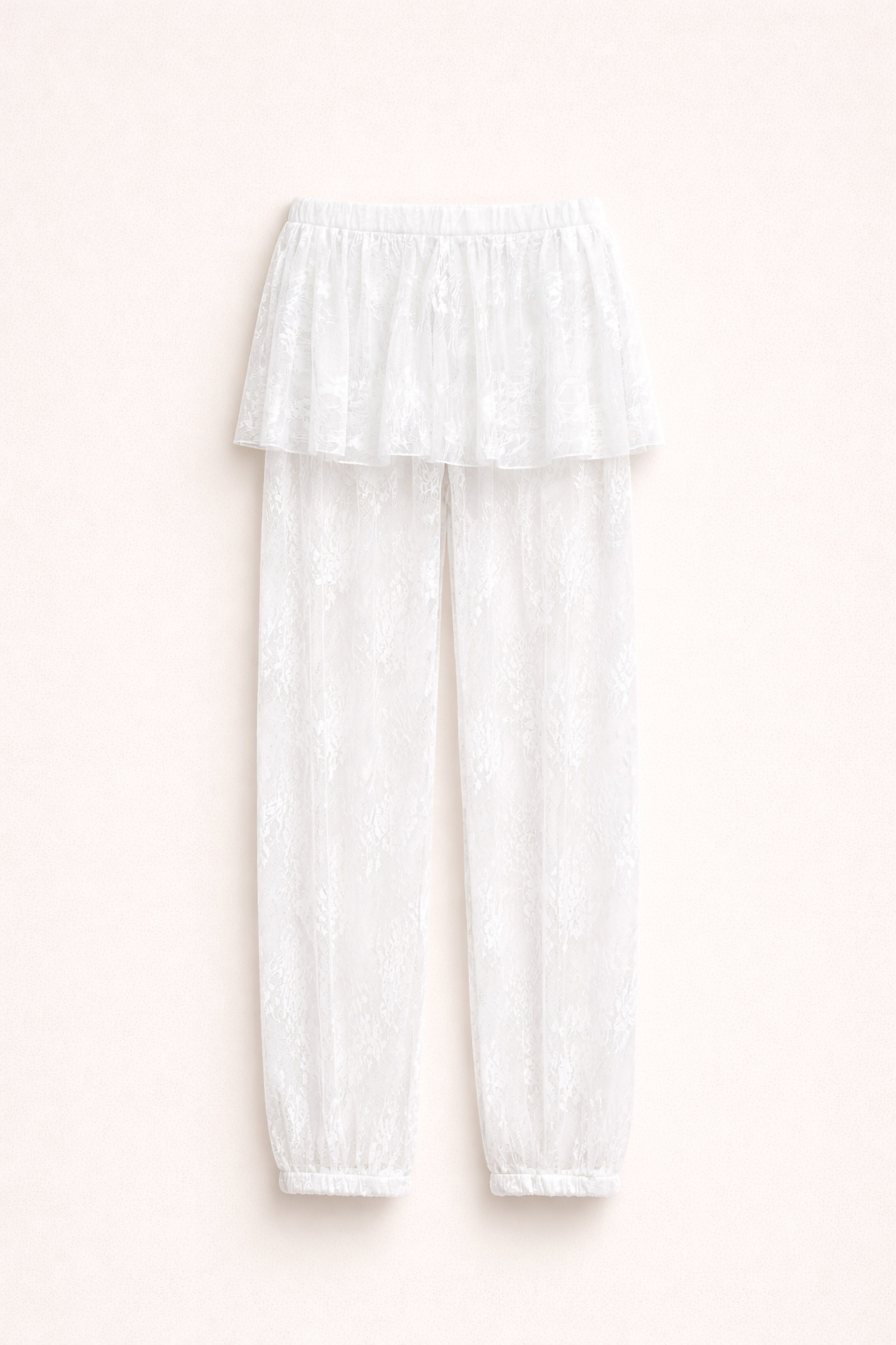 PANTALONI IN PIZZO CON VOLANT