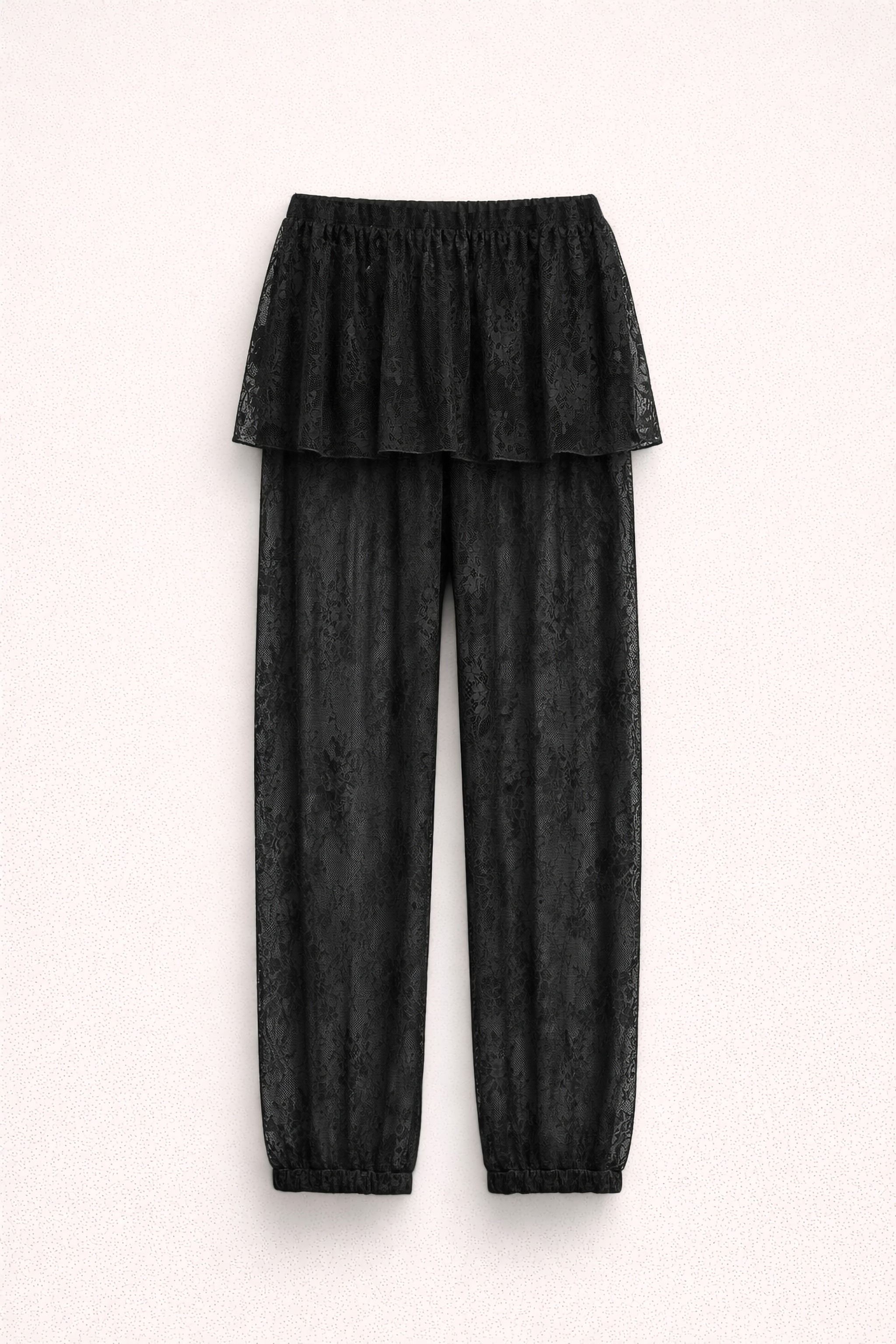 PANTALONI IN PIZZO CON VOLANT