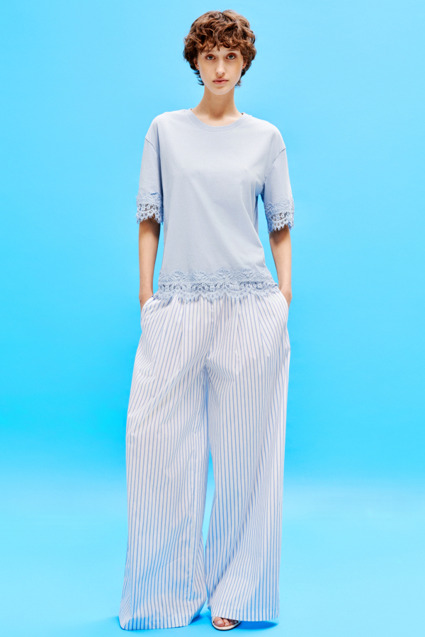 T-SHIRT WITH FLORAL LACE INSERTS